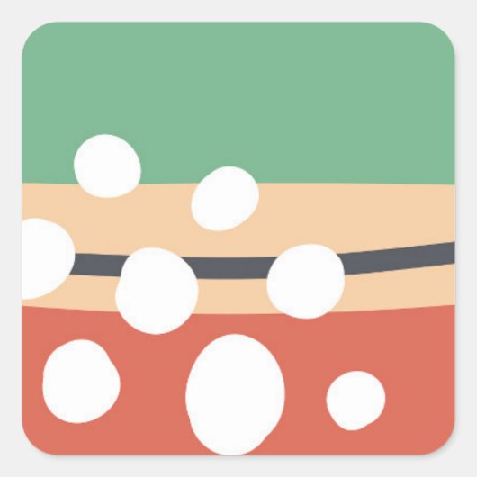 Sticker Carré Terracotta et sauge vert abstrait rétro art boho (Devant)