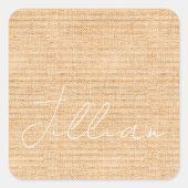 Sticker Carré Terracotta lin fin Motif Nom Chic (Devant)