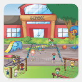 Sticker Carré Terrain de jeu scolaire (Devant)