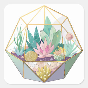 Sticker Carré Terrarium géométrique