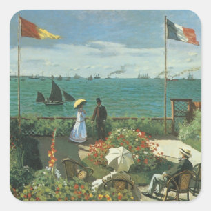 Sticker Carré Terrasse au bord de la mer par Claude Monet