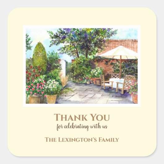 Sticker Carré Terrasse du Manor House Aquarelle (Devant)