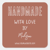 Sticker Carré Terre cuite | Fait à la main avec amour (Devant)
