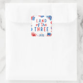 Sticker Carré Terre Des Trois 4 juillet 3e Fête D'Anniversaire (Sac)