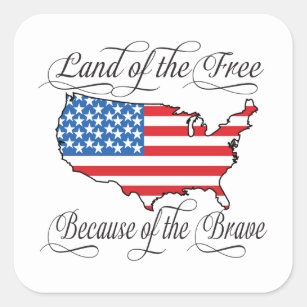 Sticker Carré Terre du libre en raison des USA patriotiques