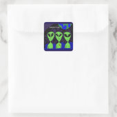 Sticker Carré Terre spatiale Alien UFO Martian (Sac)