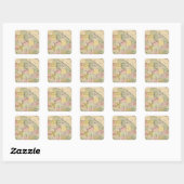 Sticker Carré Terres en bois 5 Carte Atlas (Feuille)
