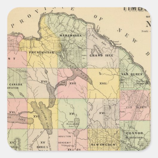 Sticker Carré Terres en bois 5 Carte Atlas (Devant)