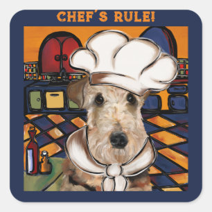 STICKER CARRÉ TERRIER AIREDALE       