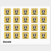 Sticker Carré Terrier de Boston (Feuille)