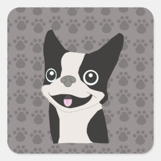 Sticker Carré Terrier de Boston
