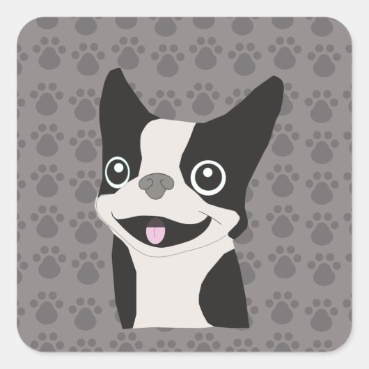 Sticker Carré Terrier de Boston (Devant)