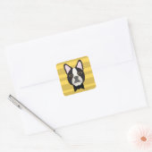 Sticker Carré Terrier de Boston (Enveloppe)