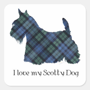 Sticker Carré Terrier écossais Black Watch Tartan