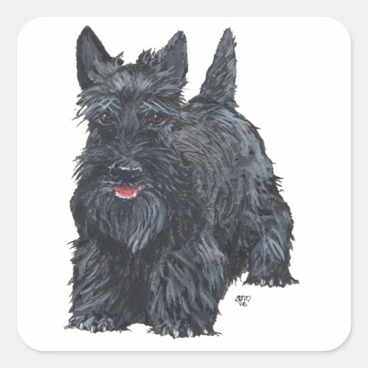 Sticker Carré Terrier Écossais joueur (Devant)