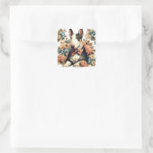 Sticker Carré Terrier Floral Cute Retro (Sac)