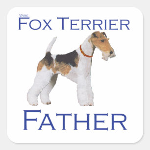 Sticker Carré Terrier Fox à poil dur Fête des Pères