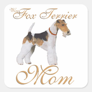 Sticker Carré Terrier Fox à poil dur pour la fête des mères