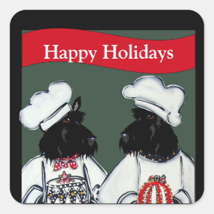 Sticker Carré Térriers Écossais    