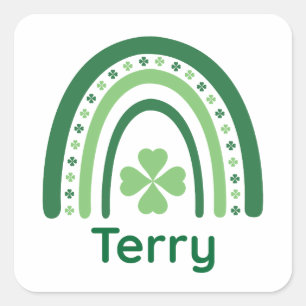 Sticker Carré Terry Name Clover Boho Arc-en-ciel