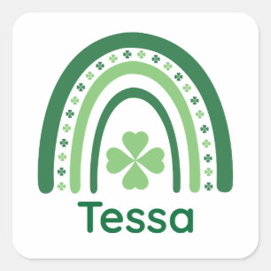 Sticker Carré Tessa Nom Clover Boho Arc-en-ciel
