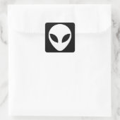Sticker Carré Tête d'Alien noir et blanc (Sac)