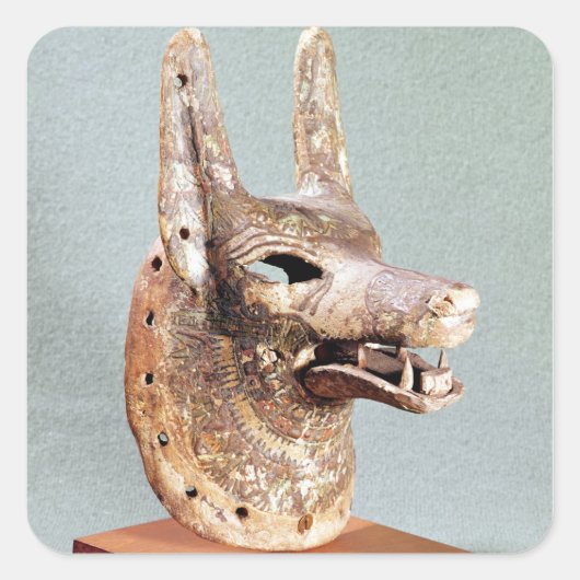 Sticker Carré Tête d'Anubis, avec une mâchoire à charnières (Devant)