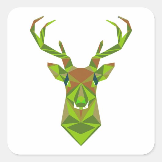 Sticker Carré Tête de cerf géométrique Camo (Devant)