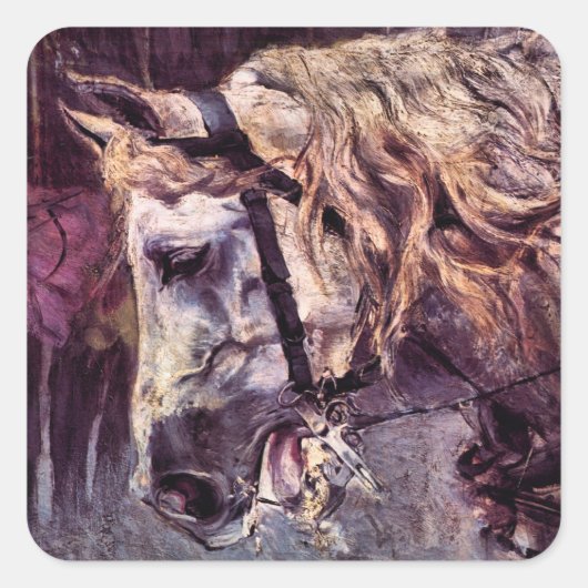 Sticker Carré Tête de cheval par Giovanni Boldini, Art vintage (Devant)