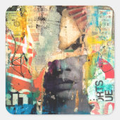 Sticker Carré Tête de collage (Devant)