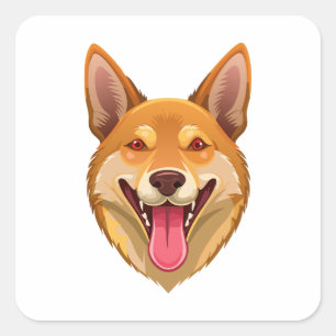 Sticker Carré Tête de dingo chien sauvage australien