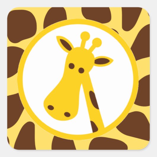 Sticker Carré Tête de girafe Brown et jaune (Devant)