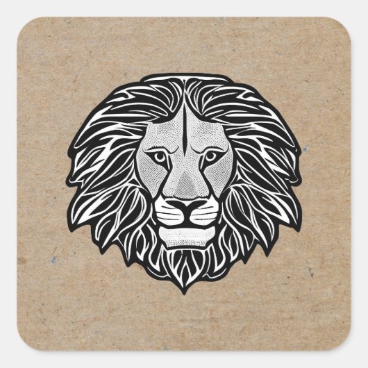 Sticker Carré Tête de lion (Devant)