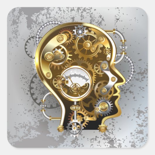 Sticker Carré Tête de Steampunk avec manomètre (Devant)