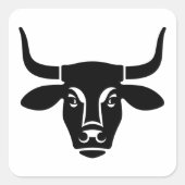 Sticker Carré Tête de vache noire (Devant)