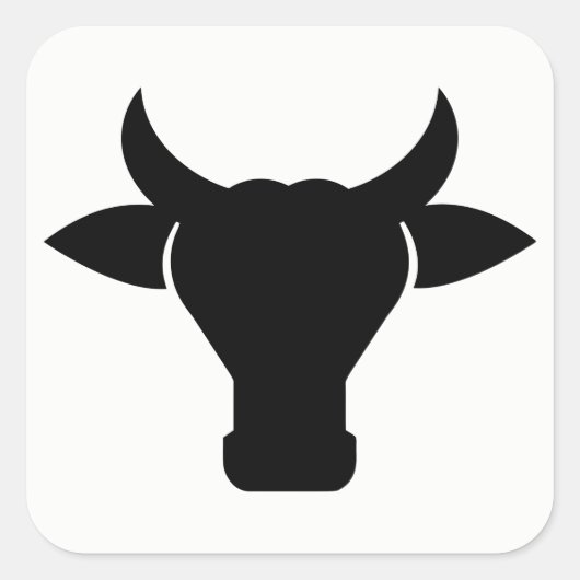 Sticker Carré Tête de vache Silhouette (Devant)
