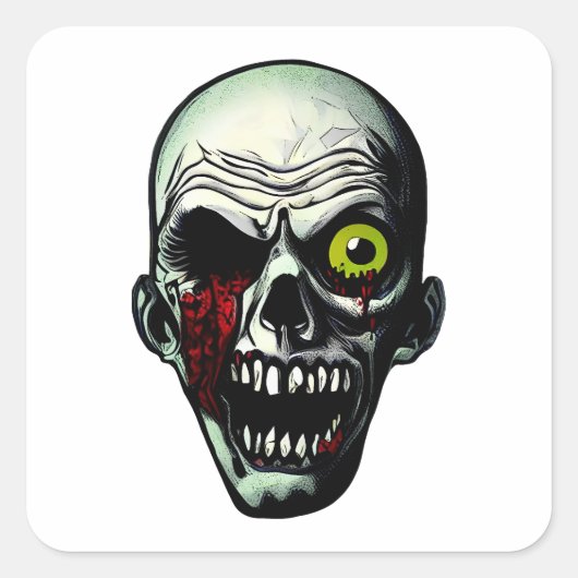 Sticker Carré Tête de zombie (Devant)