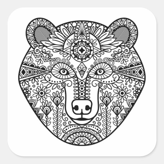Sticker Carré Tête d'ours de style (Devant)