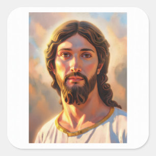 Sticker Carré Tête du Christ par Mark Edward Westerfield d'après