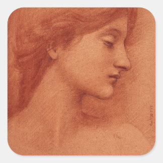 Sticker Carré Tête féminine, Edward Burne-Jones Fine Portrait