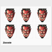 Sticker Carré Tête vintage du diable rouge d'Halloween (Feuille)