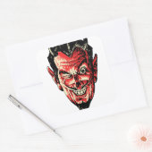 Sticker Carré Tête vintage du diable rouge d'Halloween (Enveloppe)