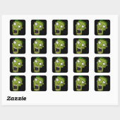 Sticker Carré tête zombie (Feuille)