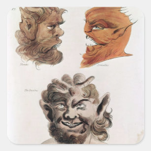 Sticker Carré Têtes des démons mauvais