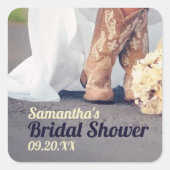 Sticker Carré Texas Bride à Boots Bridal Shower (Devant)