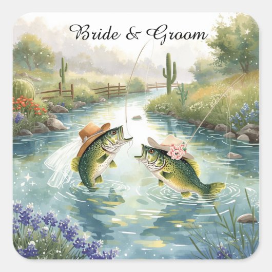 Sticker Carré Texas Fishing Wedding  (Devant)