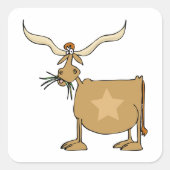 Sticker Carré Texas Longhorn Cow (Devant)