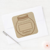 Sticker Carré Textbox vierge Papier Kraft Brown Jam Jar Étiquett (Enveloppe)