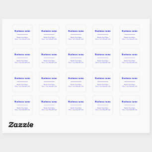 Sticker Carré Texte bleu clair Adresse professionnelle sur Blanc