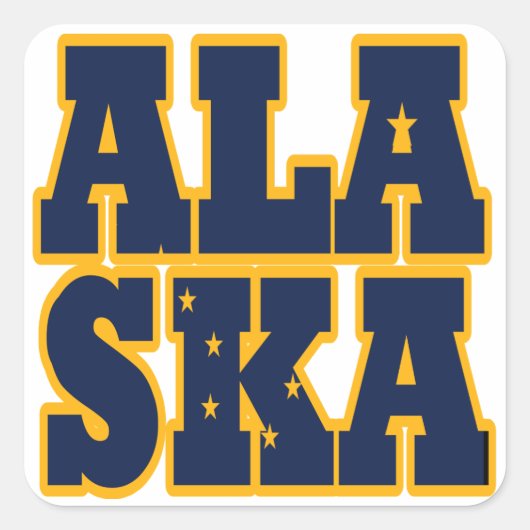 Sticker Carré Texte du drapeau de l'État de l'Alaska (Devant)